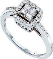 14kt White Gold Princess Diamond Halo Fashion Womens Ring Wholesale WG 