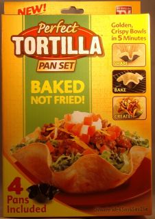   Perfect Tortilla As Seen On TV Baking Pan Set of 4 Taco Salad Bowls