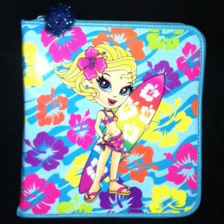   Surfer Girl 3 Ring Zippered Trapper Keeper Blue Pink & Yellow Binder