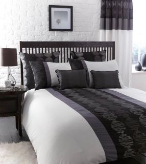 Black & White & Pewter Grey Striped Bed Linen, Duvet Cover or Bedroom 