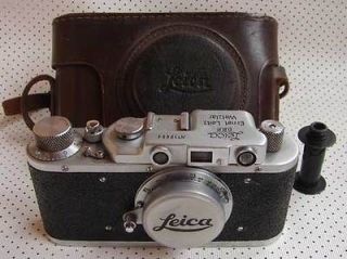 Leica II D Regular D.R.P. copy chrome in leather case (FED Zorki copy)