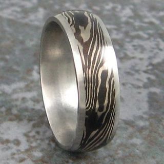   Gane Shakudo White Gold Wedding Ring Band Custom Made to ANY Sizing