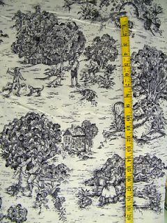 EARLY AMERICAN 100% COTTON BLACK TOILE FABRIC 27X44 INCHES