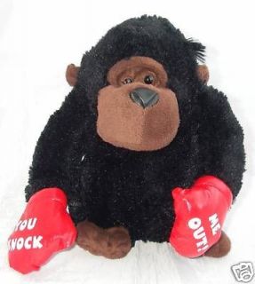 Dan Dee Plush Gorilla Black You Knock Me Out Red Boxing Gloves 9 