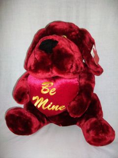 Dan Dee Valentines Day Burgundy Bull Dog BE MINE Stuffed Animal Plush 