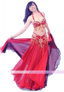 High Quality Belly Dance Costume 3 pics Bra&Belt&Skirt 34B/C 36B/C 38B 