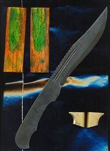 damascus blade / knife making kit{dyed bone grips}