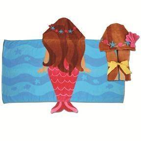 Stephen Joseph Mermaid Hooded Towel for Bath or Beach 46 x 24 NWT