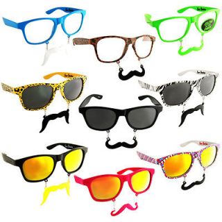   SUN STACHES DARK AND CLEAR VINTAGE STYLE WAYFER MUSTACHE SUN GLASSES