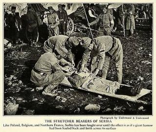 1917 Print World War I Red Cross Stretchers Serbia Injured Soliders 
