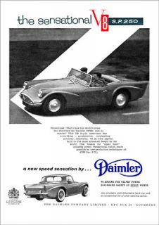 DAIMLER SP250 DART V8 RETRO A3 POSTER PRINT FROM CLASSIC 60s ADVERT