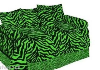 Green Black ZEBRA PRINT Daybed Comforter Set Shams G15