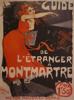 Theater Show Moulin Rouge Montmartre Lady Red Dress Vintage Poster 