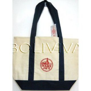 Trader Joes Reusable Eco Friendly Shopping Tote Bag   Blue / White 