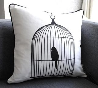   22 Birdcage Black White Decorative Pillow Case Cushion Cover Shams