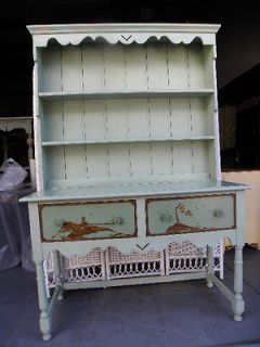 Vintage Painted Two Piece Cabinet and Hutch Cottage Cic
