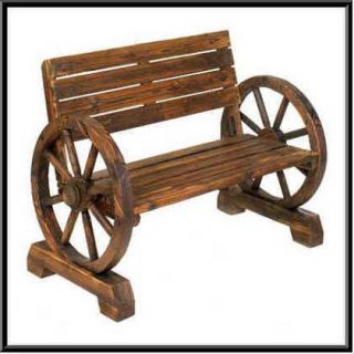Rustic Wagon Wheel Wood Porch Patio Garden Bench NEW