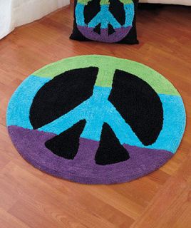   Multicolor Peace Sign Shaped Rug Retro Hippie Hippy Home bedroom Decor