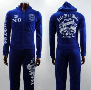 Blue Zeta Phi Beta Jogging, Warm up, 2pc Track Suit Velour Tracksuit