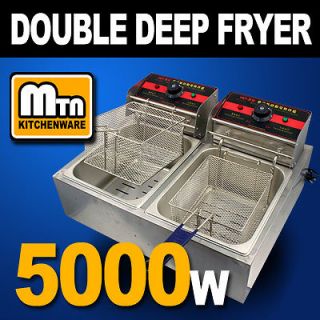   MTN 5000W Commercial Countertop Table Electric Double Tank Deep Fryer