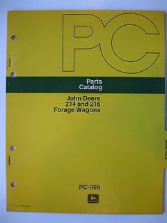 NEW JOHN DEERE 214 & 216 FORAGE WAGON PARTS CATALOG MANUAL PC 999 FAST 