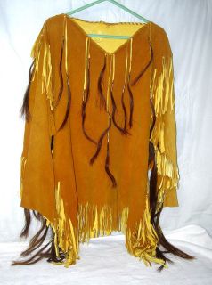 HANDMADE BUCKSKIN DEERSKIN NATIVE AMERICAN INDIAN CLOTHING ADULT SCALP 
