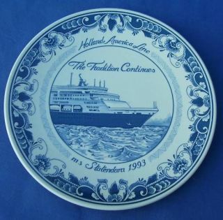 Blauw Delfts Holland America Line Statendam Ship Plate