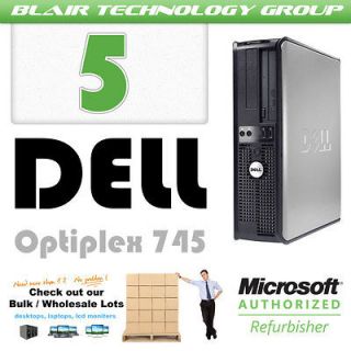 Lot of 5 Dell 745 Desktop PC Computer Core 2 Duo 1.8 GHz 2 GB 80GB DVD 