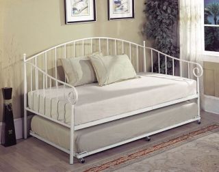 White Metal Twin Size Day Bed (Daybed) Frame with Trundle ~New~
