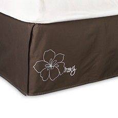 NEW Roxy Hibiscus Chocolate Brown Bed Skirt Dust Ruffle for TWIN