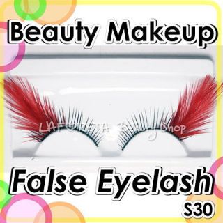 Newly listed Pair Red FEATHER Makeup EyeLashes Unique Drag Queen 
