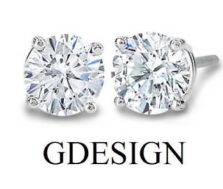   Round Diamond G I1 Solitaire Stud Earrings 14K White Gold Screw Back