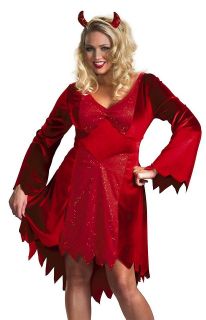 Sexy Womens Plus Size Red Devil Fancy Dress Halloween Costume