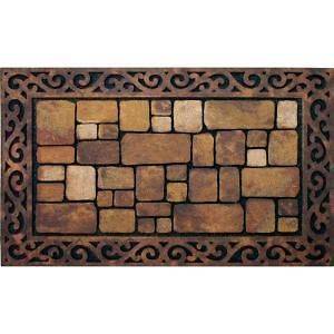   18x30 WELCOME MAT DOORMAT RECYCLED RUBBER brown brick/SCROLL DESIGN
