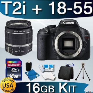   Canon EOS Rebel T2i 550D +18 55mm IS Lens 16GB Digital Camera kit NEW