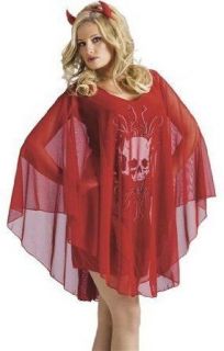 Womens Devil Costume Fancy Dress Halloween Party Red Ghost Skull 