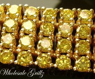   ROW GOLD GP CANARY YELLOW SIMULATE DIAMOND GUCCI MANE STYLE BRACELET