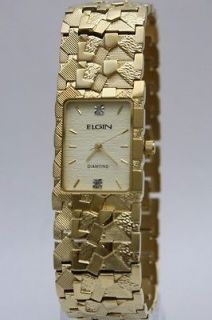 New Elgin Diamond Collection Gold Bracelet Men Dress Watch FM503 23 x 