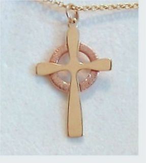   Jewelry Solid 10K Rose/Yellow Gold Circle of Life Cross Pendant