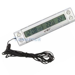 New LCD Digital Indoor Outdoor Clock Car Temperature Thermometer