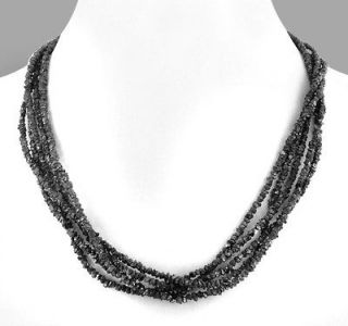 71 Cts Artisan 5 Strand Certified Black Diamond Beaded Necklace