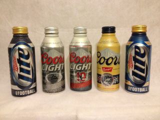 Rare Miller Lite 16oz aluminum beer can bottle set w/ Budweiser/Bud 