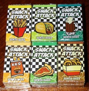   Geddes Scented Snack Erasers Lot 12 Fries Rootbeer Onion Rings Pizza
