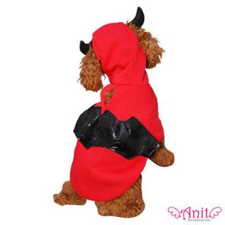 Red & Black Devil Horn & Bat Wings Halloween Dog Pet Costume 