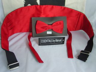 SPECIAL SALE RED Bow tie and Cummerbund Set Up to 52 Waist P&P 2UK 