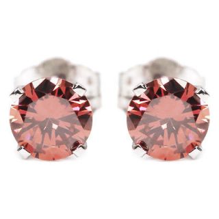 20 Ct VS Round Cut Pink Diamond 14K White Gold Stud Earrings