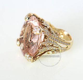 Dior 18K Yellow Gold Diamond & Morganite Cocktail Ring