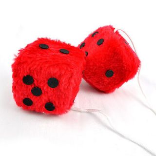 RED FUZZY DICE CAR TRUCK TO HANGER YOUR MIRROR