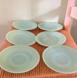 Lot Of 7 Fire King Jadeite Green Dishes Saucer Plates Jane Ray