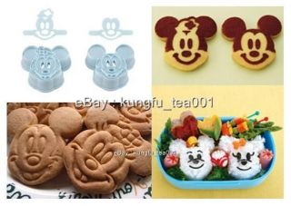 Disney Mickey & Minnie Cookie Biscuit Food Stamp Mold Cutter w Stencil 